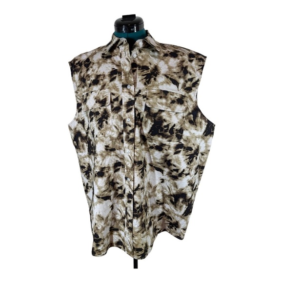 Samsoe Samsoe Clay Camo Sleeveless Button Down Shirt NWT - Picture 4 of 15